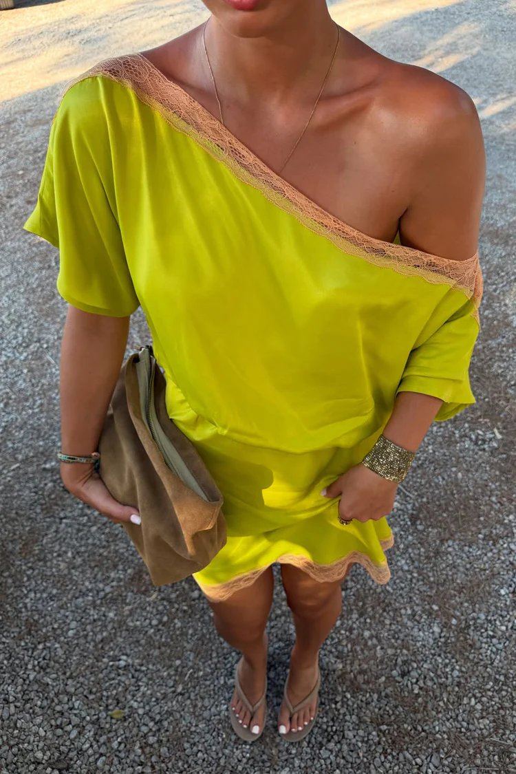Olive Lace Mini Tilly Dress - Image 3