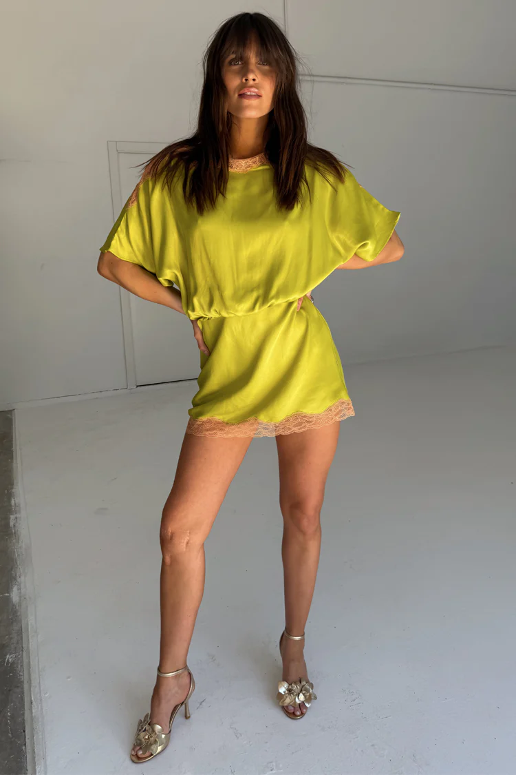 Olive Lace Mini Tilly Dress - Image 6