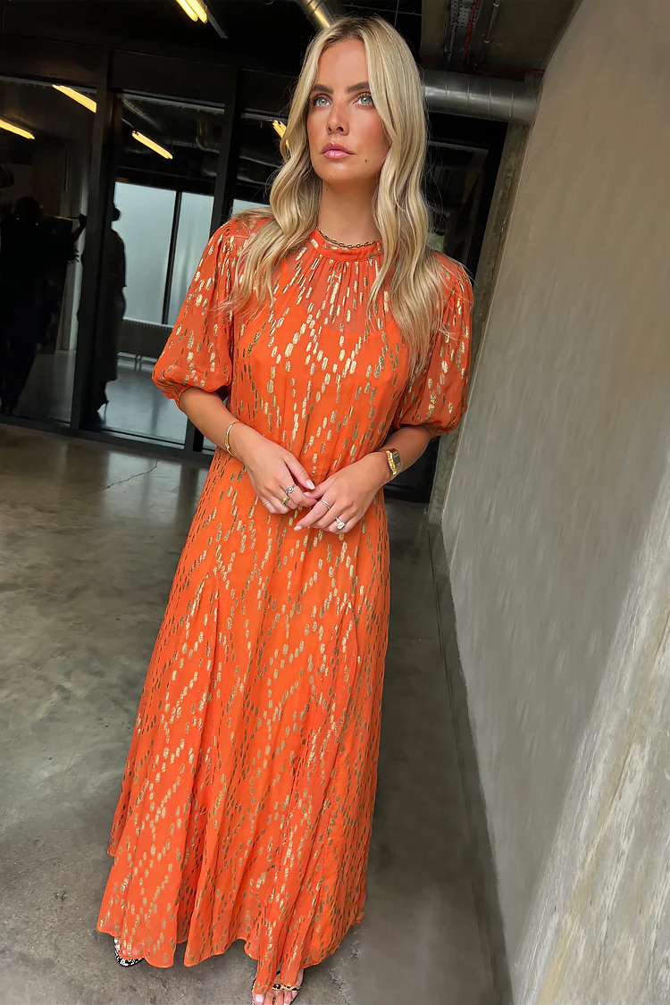 Orange Jacquard Bibi Dress - Image 8