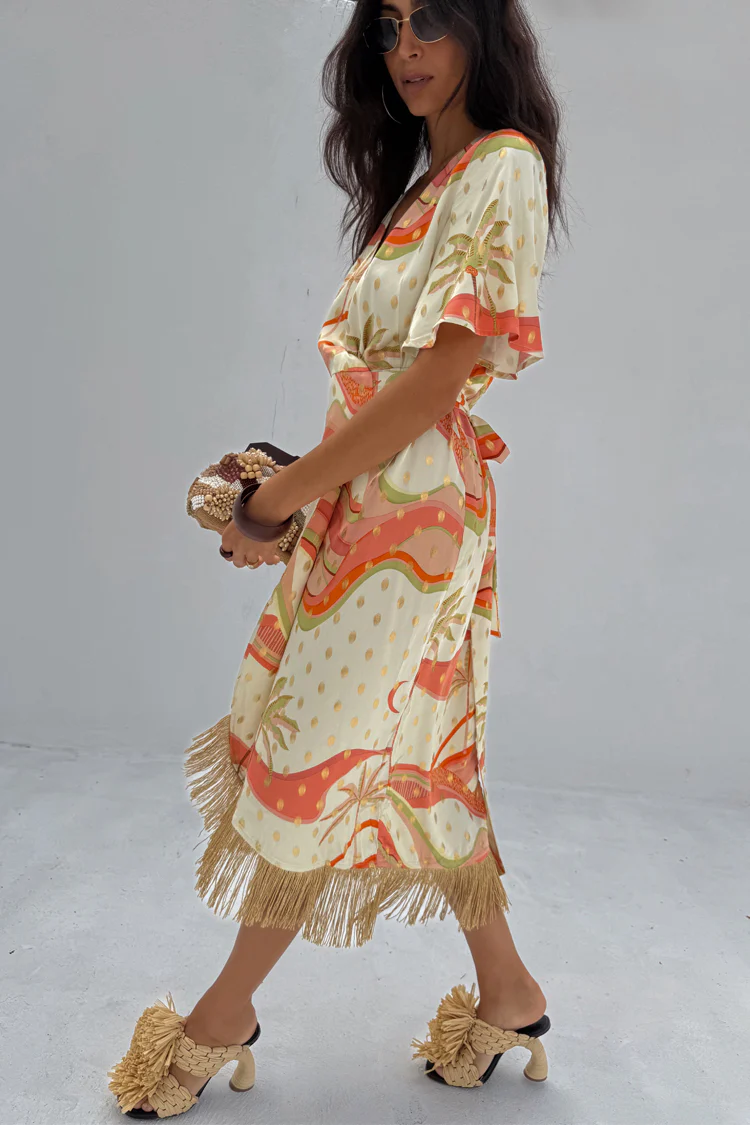 Pastel Palm Ceryes Wrap Dress Petite - Image 7