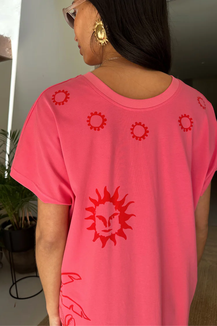 Pink and Red Azura T-Shirt Dress - Image 8
