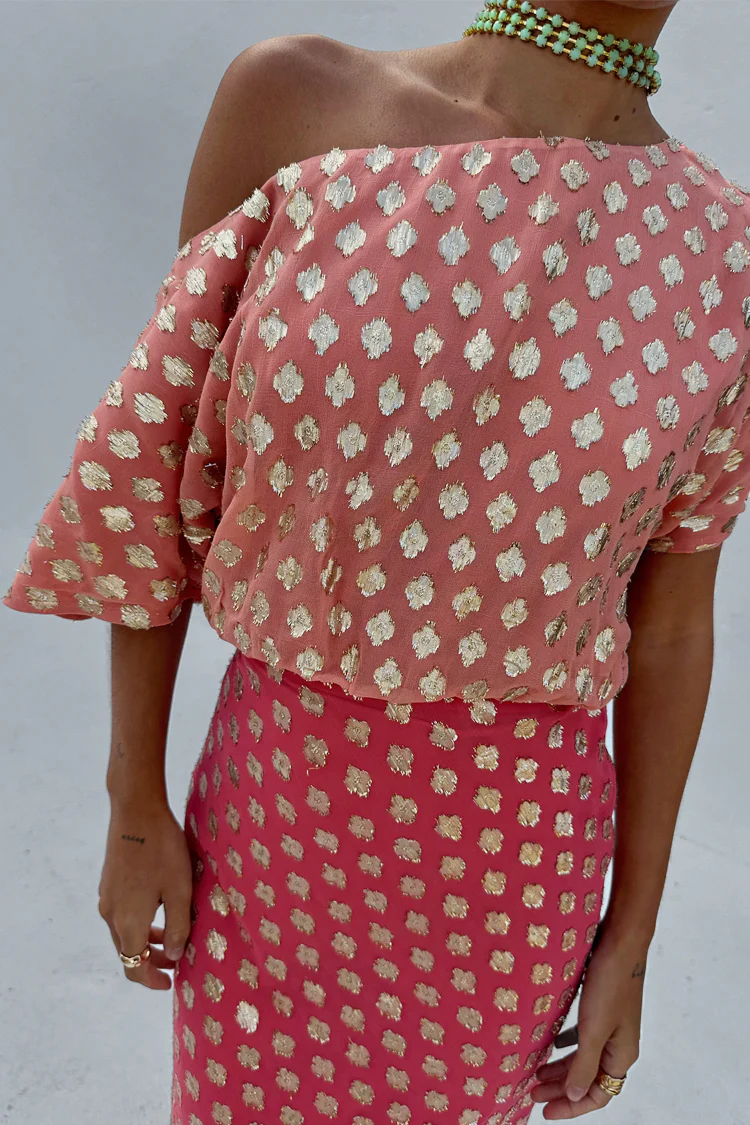 Pink and Red Jacquard Tilly Dress - Image 11
