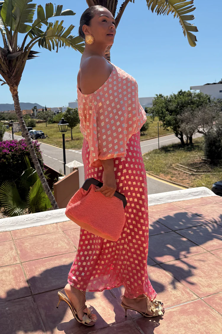 Pink and Red Jacquard Tilly Dress - Image 3