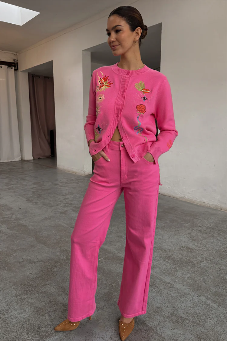 Pink Denim Scallop Detail Jeans - Image 6
