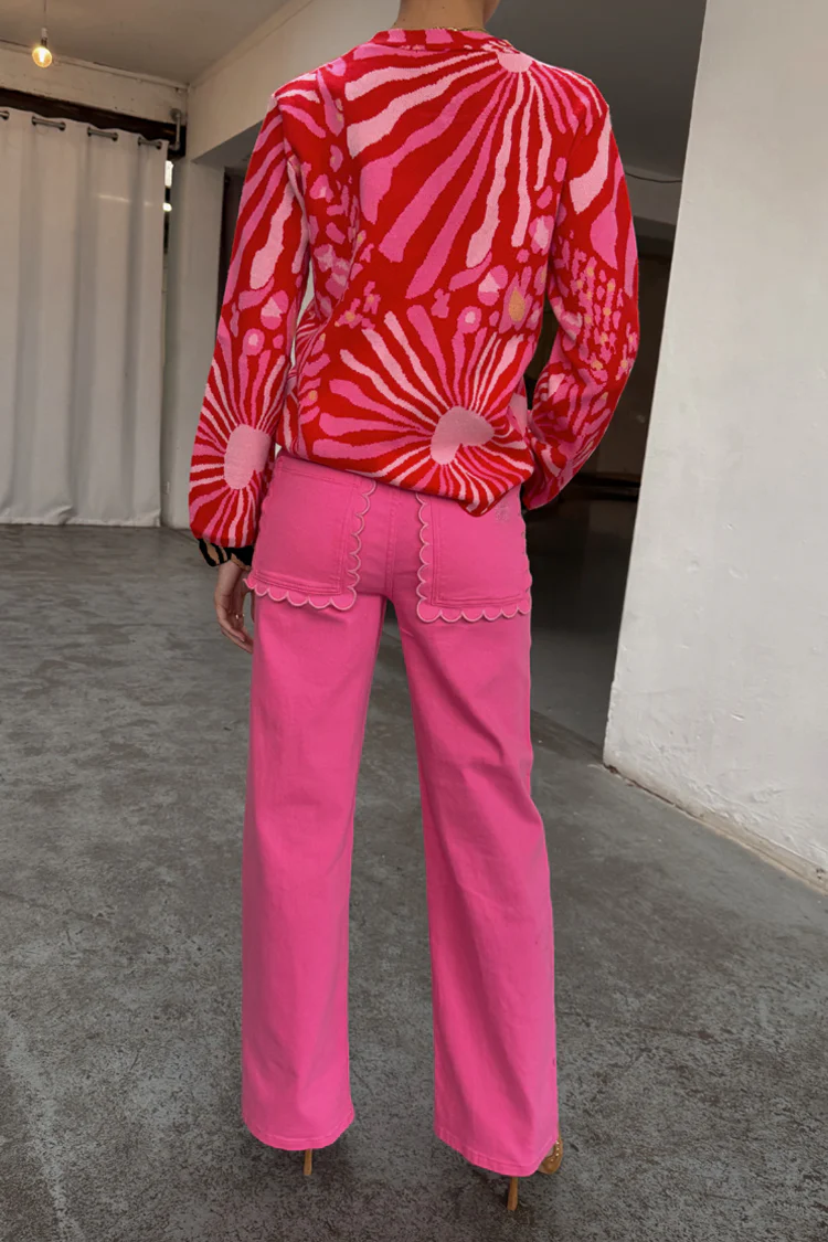 Pink Denim Scallop Detail Jeans - Image 7