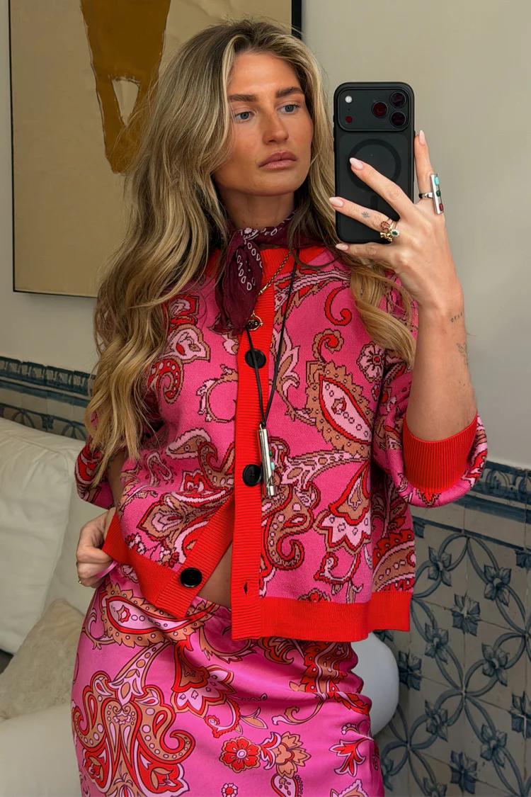 Pink Paisley Oslo Cardigan - Image 3
