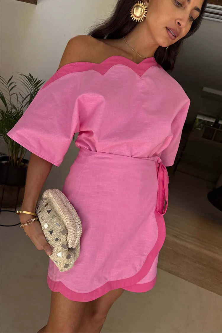 Pink Scallop Mini Jaspre Skirt - Image 4