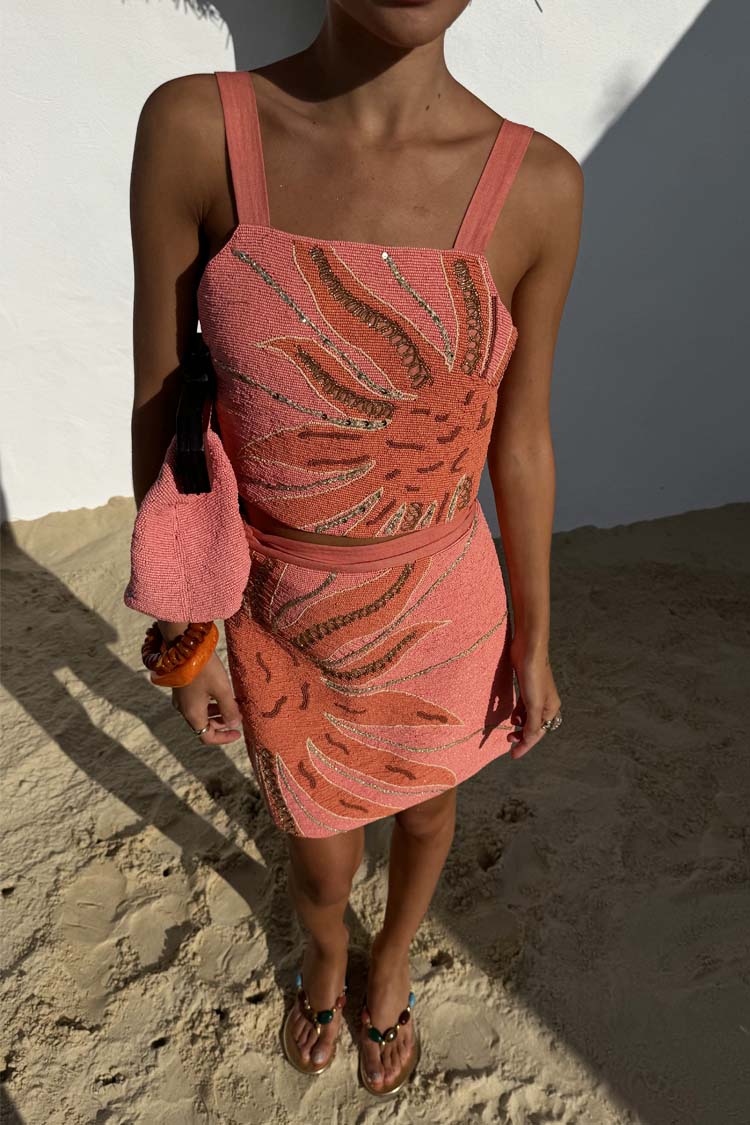 Pink Sol Beaded Wrap Skirt - Image 11