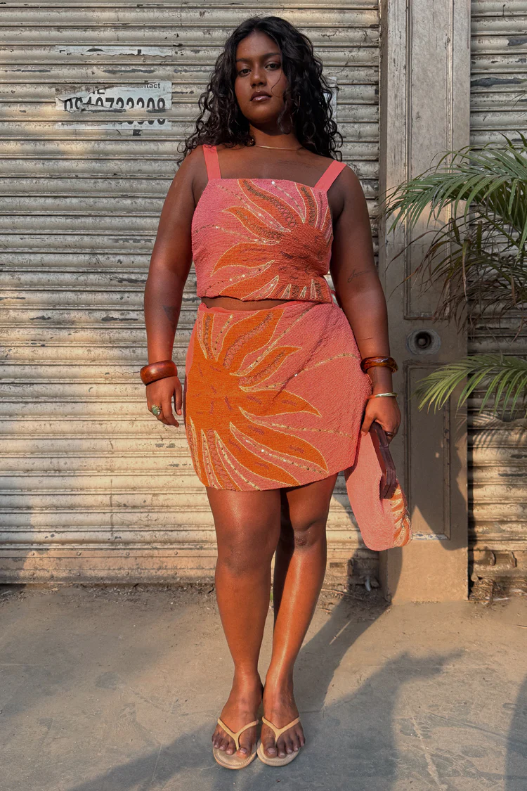 Pink Sol Beaded Wrap Skirt - Image 6