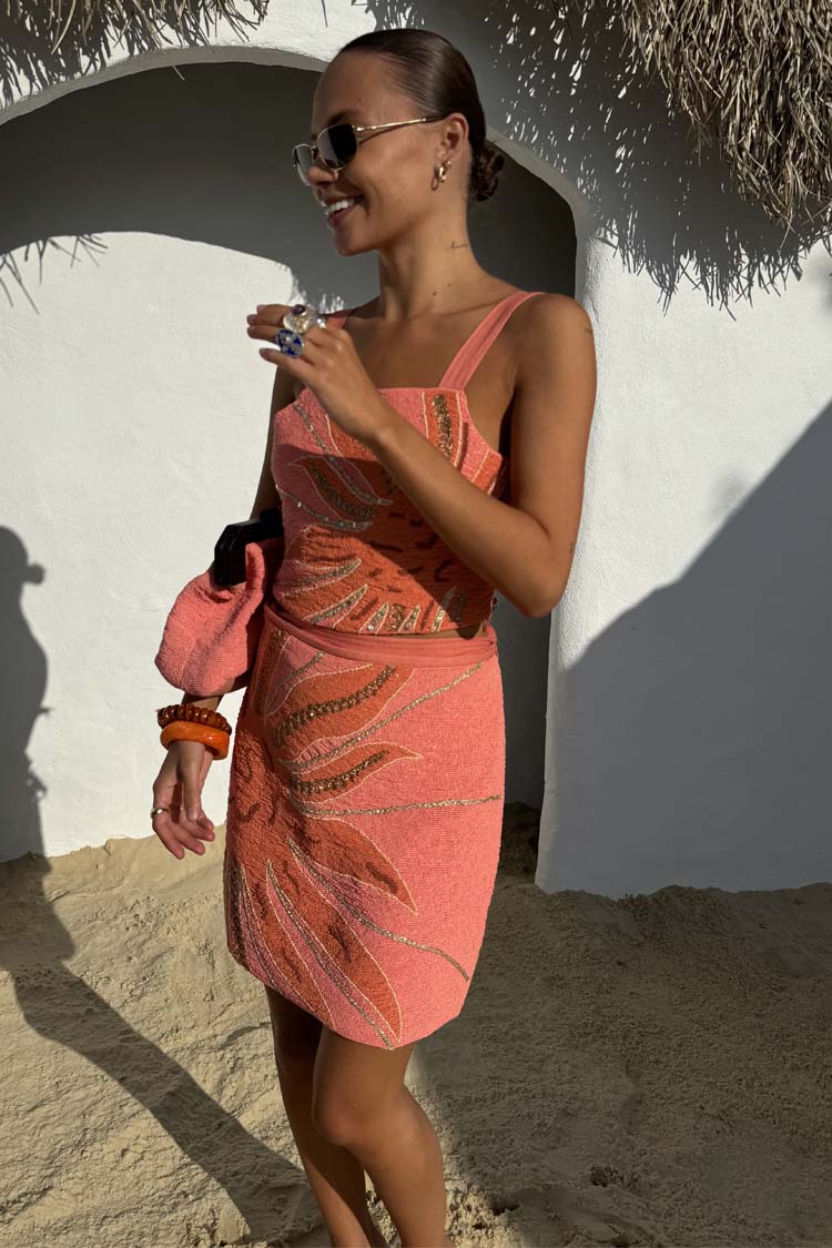 Pink Sol Beaded Wrap Skirt - Image 9