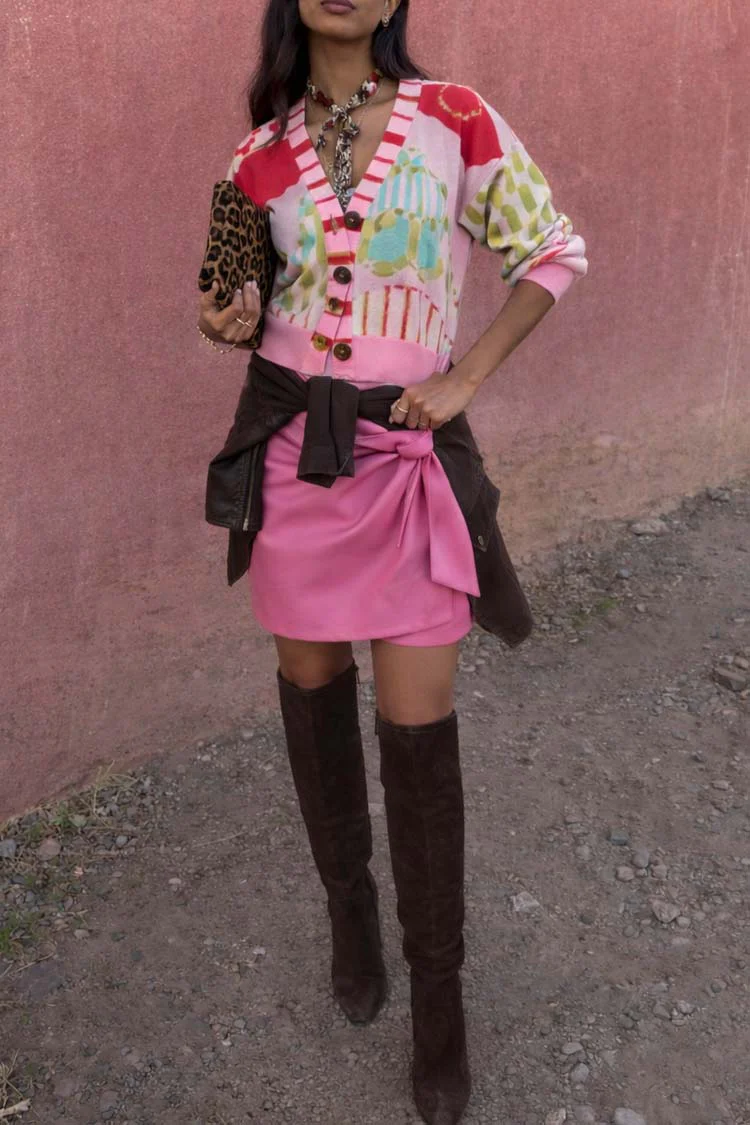Pink Vegan Leather Mini Jaspre Skirt - Image 5