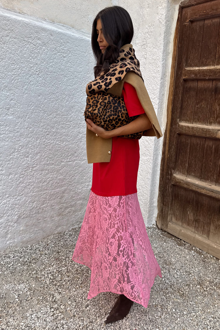Red and Pink Cara T-Shirt Dress - Image 3