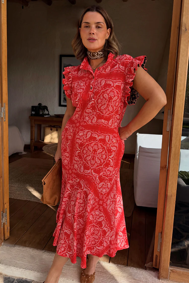 Red Bandana Remi Dress with Leopard Sleeve - Image 11