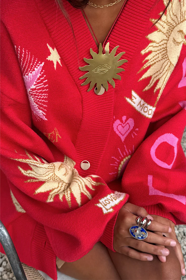 Red Mystical Cardigan - Image 4