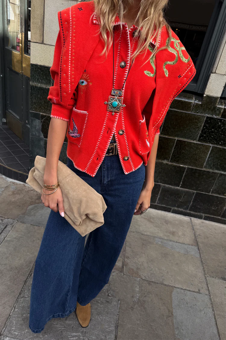 Red Mystical Knit Bandana - Image 2