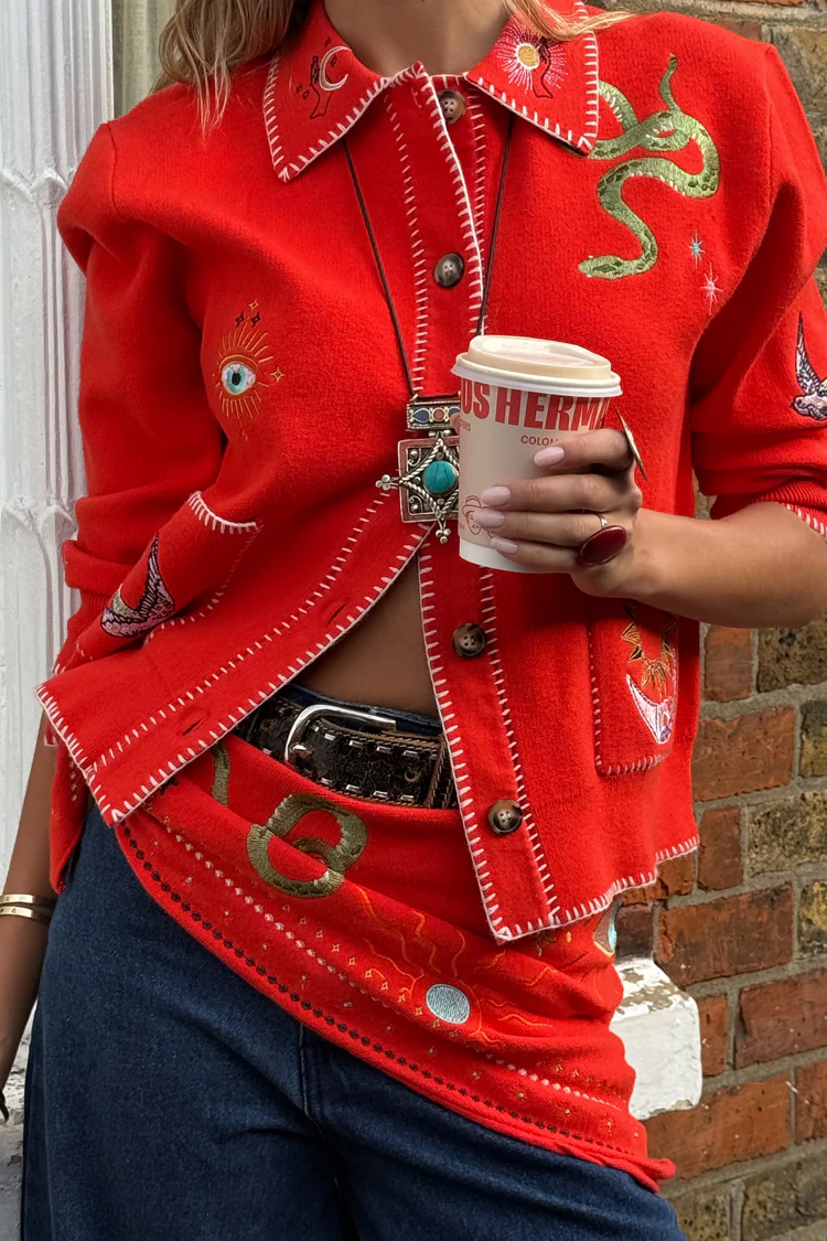 Red Mystical Knit Bandana - Image 5
