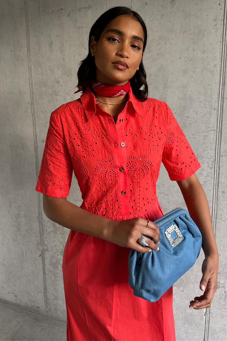 Red Palm Broderie Hayley Dress - Image 3