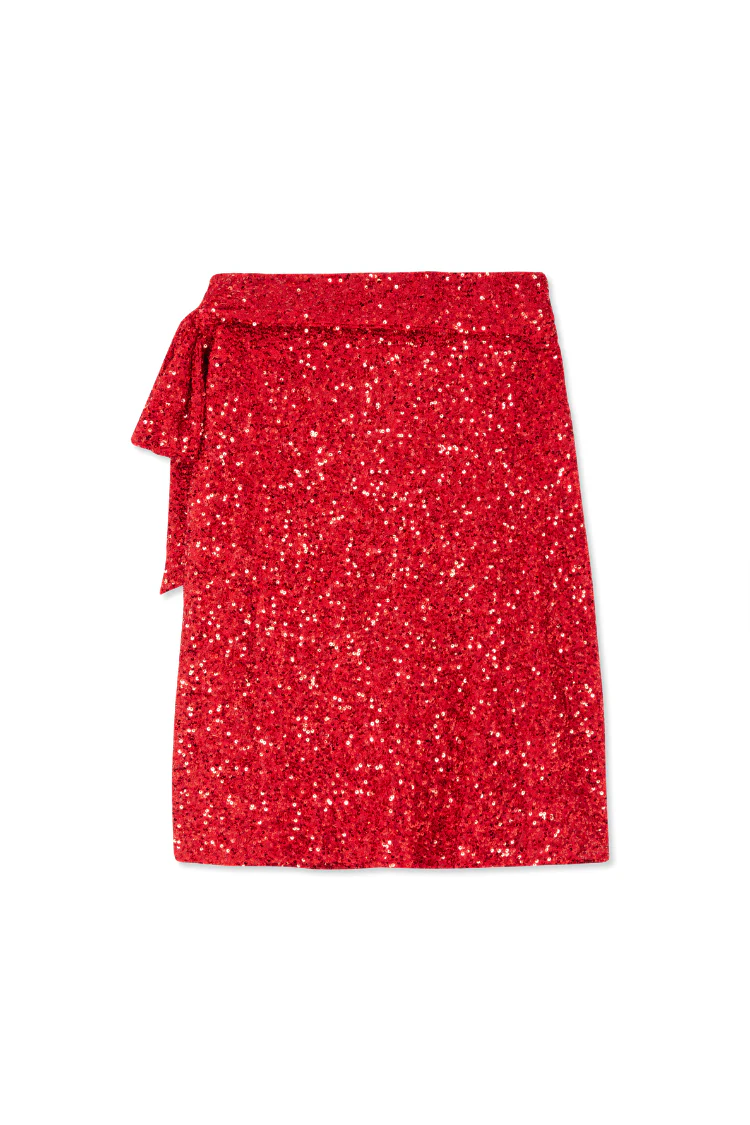 Red Sequin Mini Jaspre Skirt - Image 10