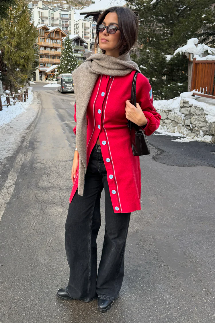 Red Ski Knit Long Cardigan - Image 6