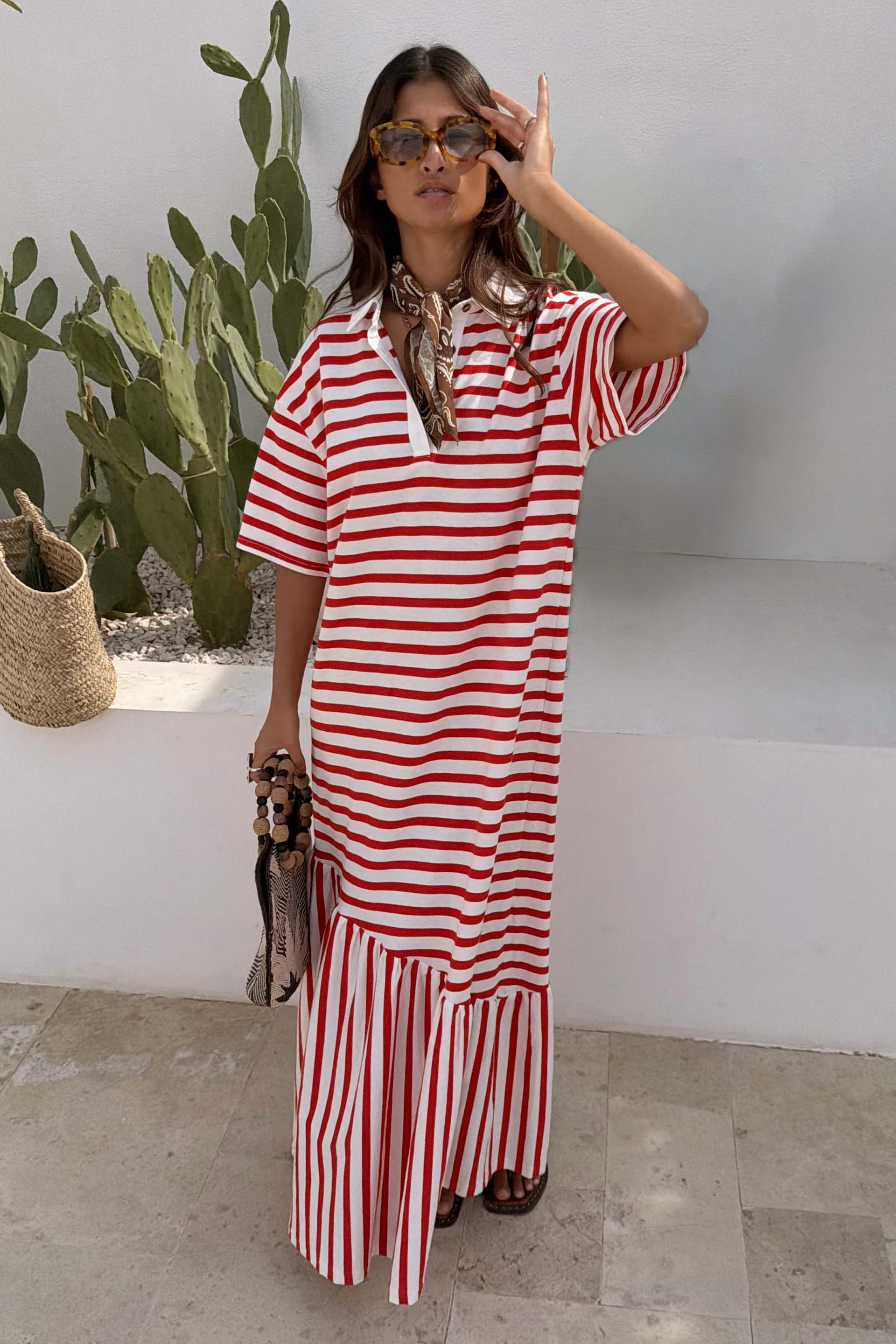 Red Stripe Jersey Dress - Image 2