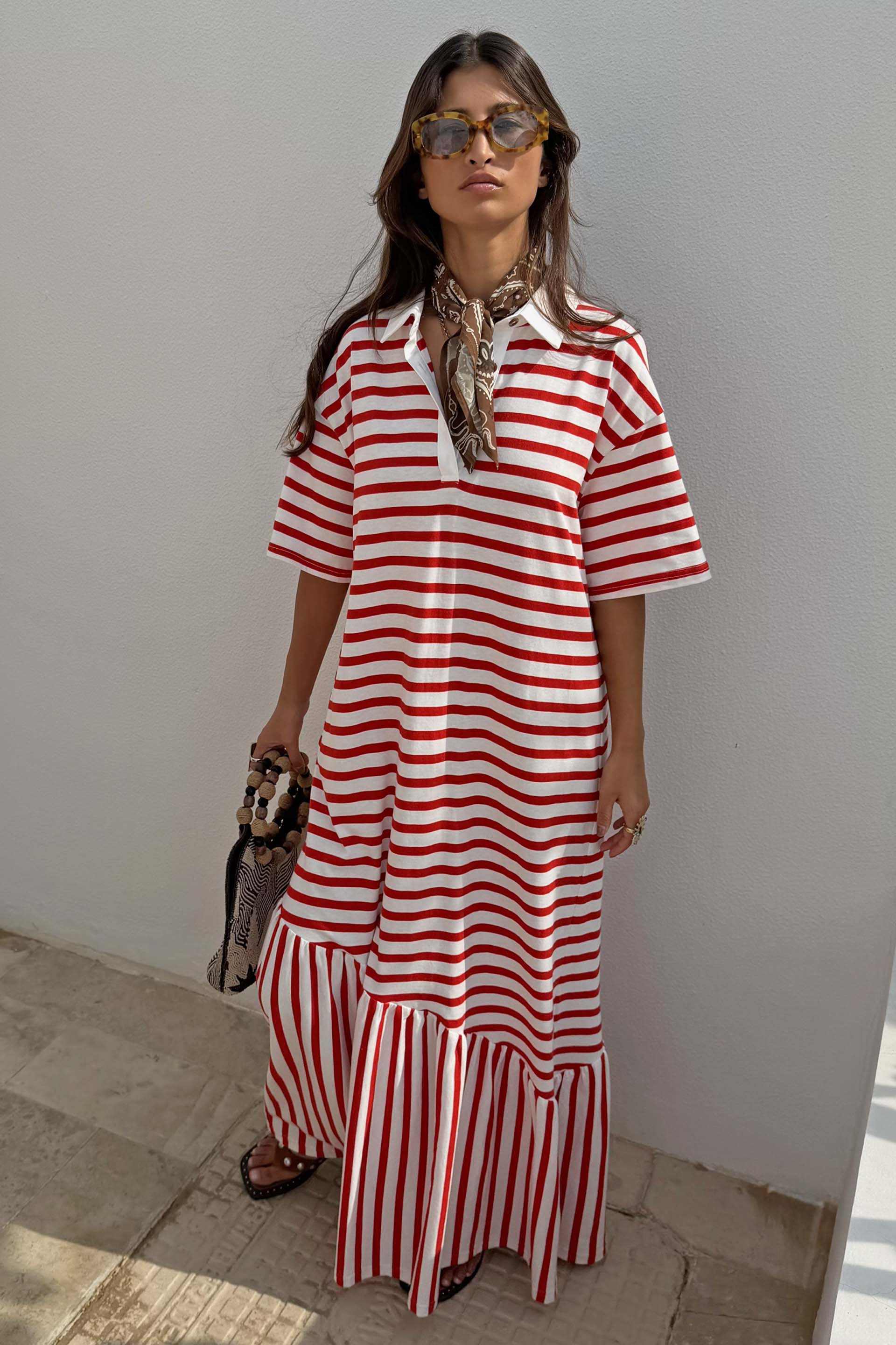 Red Stripe Jersey Dress - Image 5