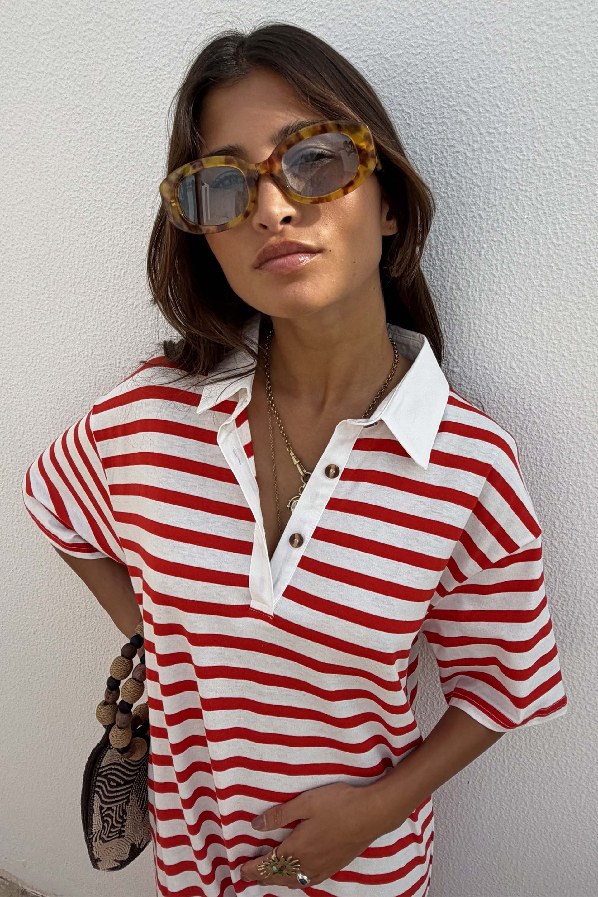 Red Stripe Jersey Dress - Image 6