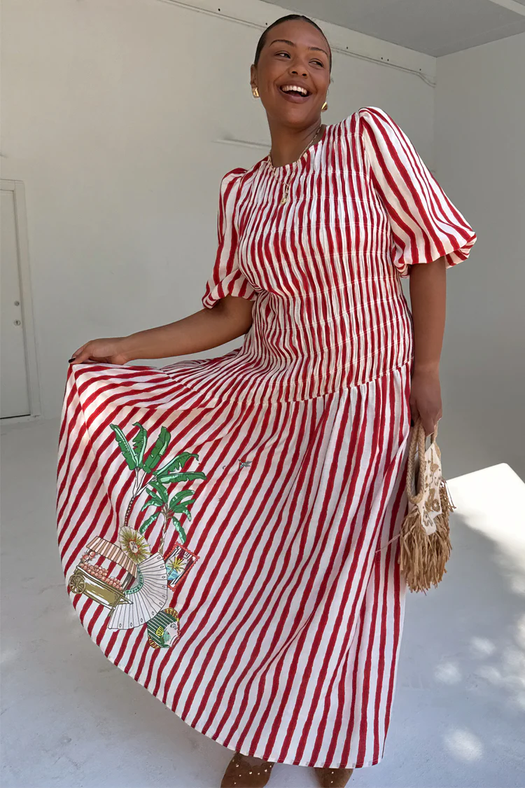 Red Stripe Nara Dress - Image 2