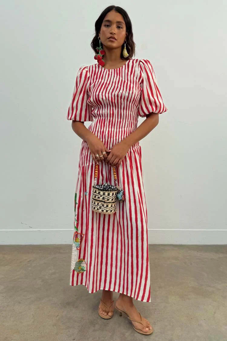 Red Stripe Nara Dress - Image 3