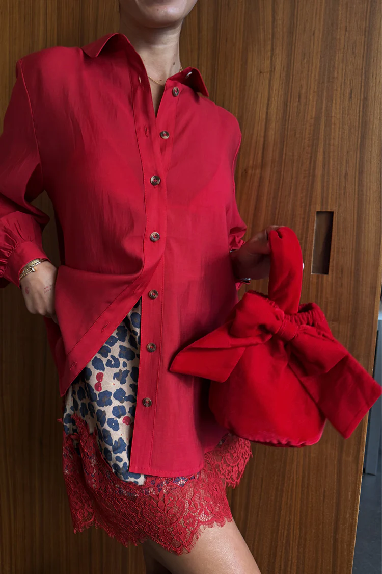 Red Velvet Bow Bag - Image 5
