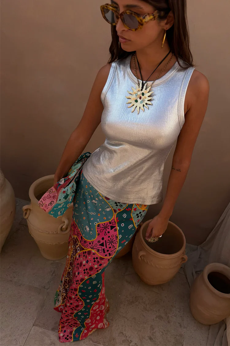 Silver Ribbed Tank Top - Image 2