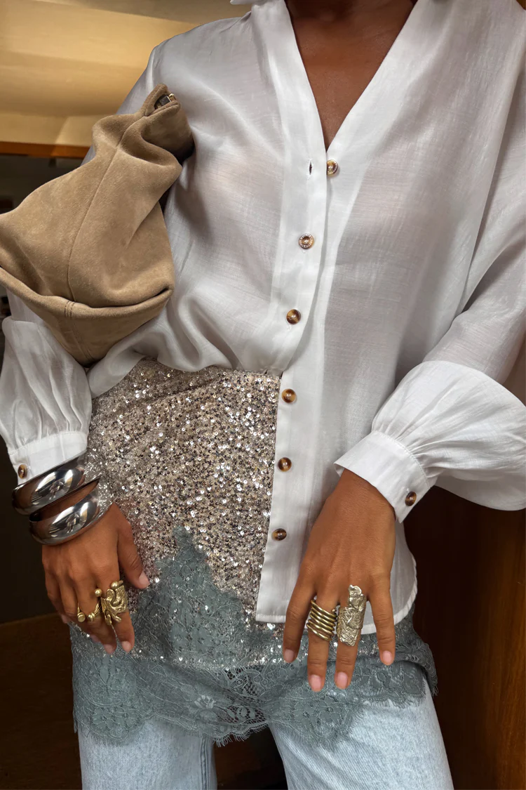 Silver Sequin Mini Maeva Skirt - Image 11