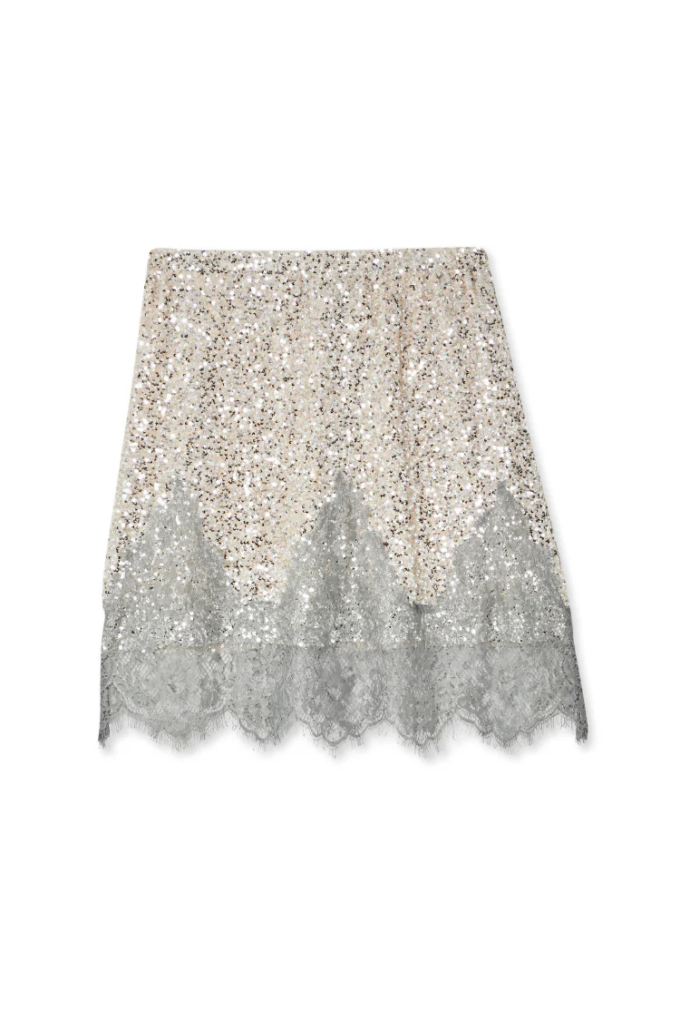 Silver Sequin Mini Maeva Skirt - Image 12