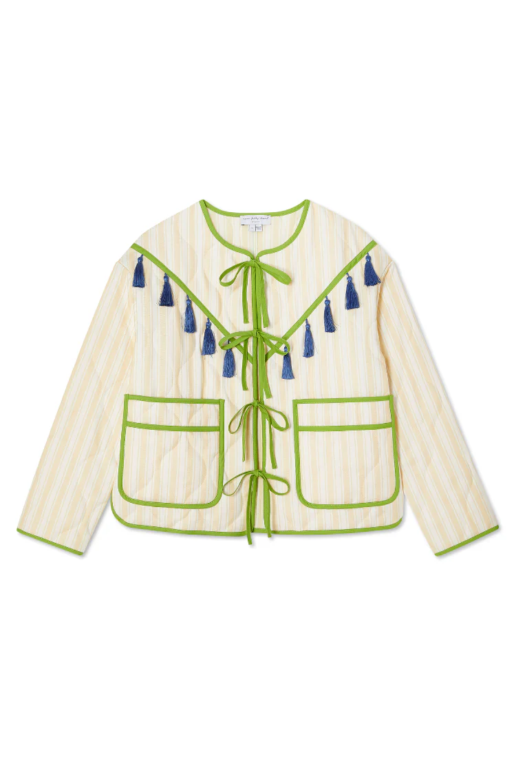 Butter Yellow Stripe Quilted Jacket - Image 14