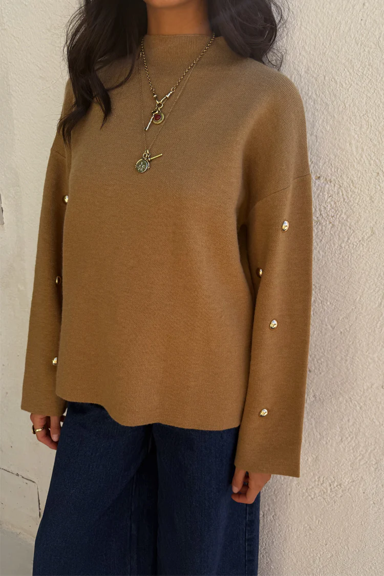 Tan Stud Evie Knit Jumper - Image 7