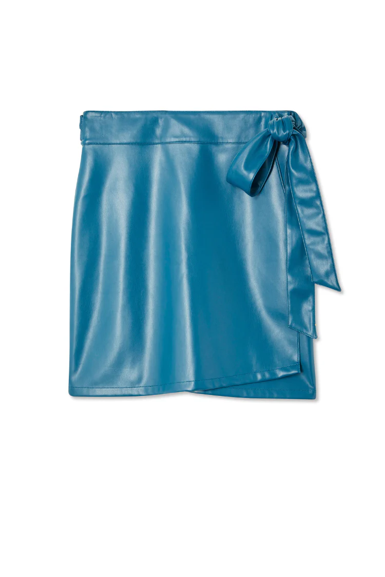 Teal Vegan Leather Mini Jaspre Skirt Petite - Image 11