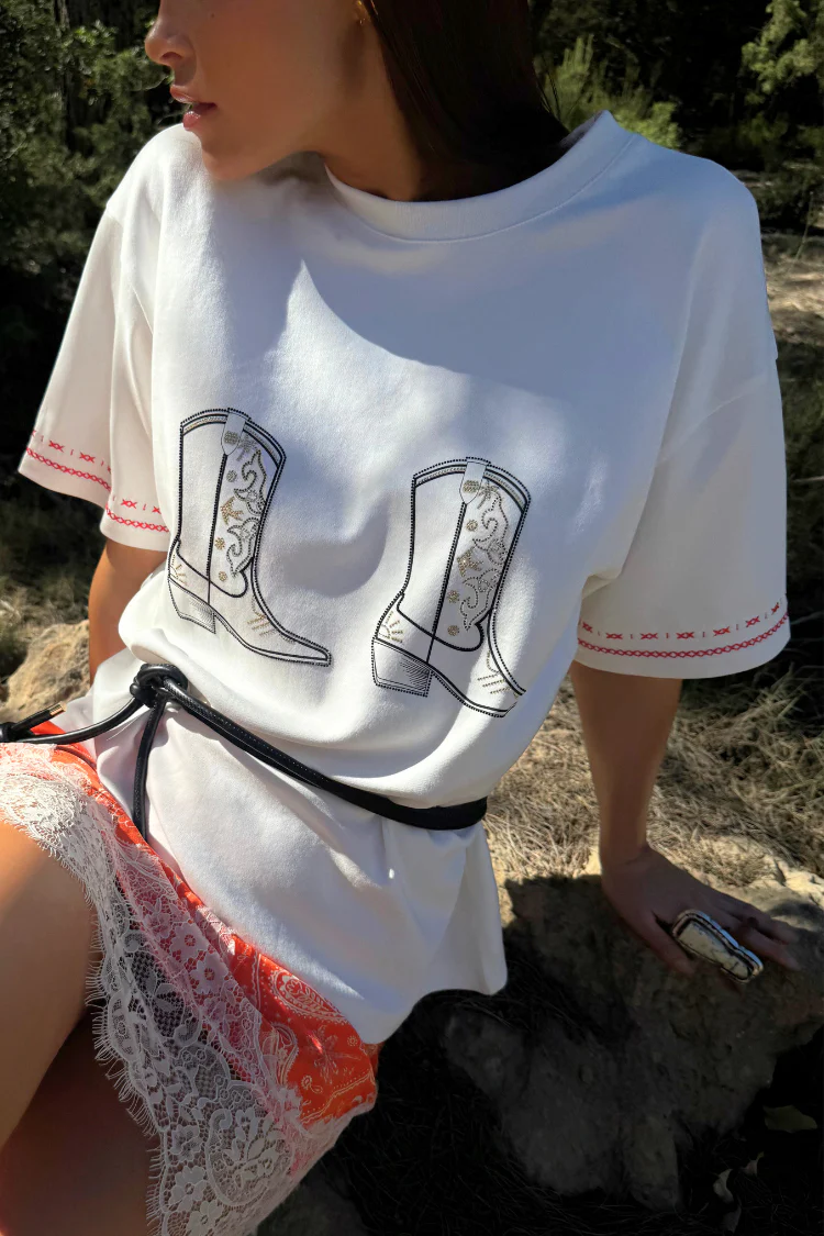 White Cowboy Boot T-Shirt - Image 2