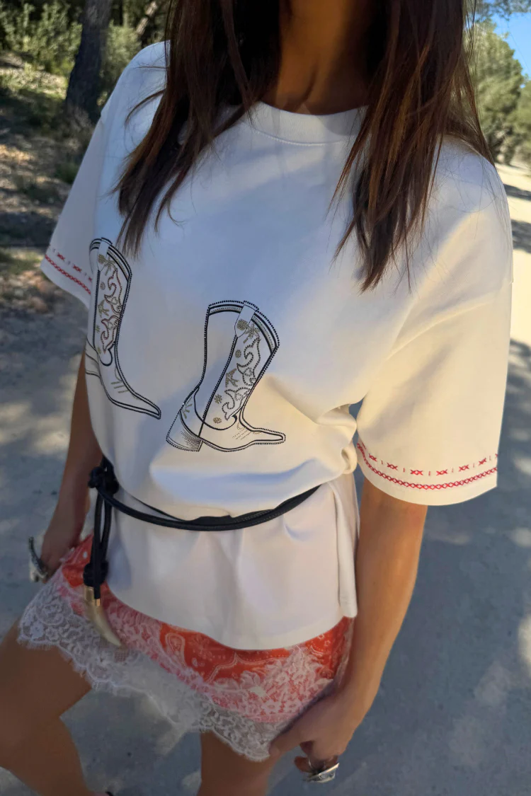 White Cowboy Boot T-Shirt - Image 6