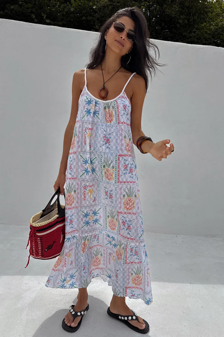 White Island Cross Stitch Maxi Dress - Image 4