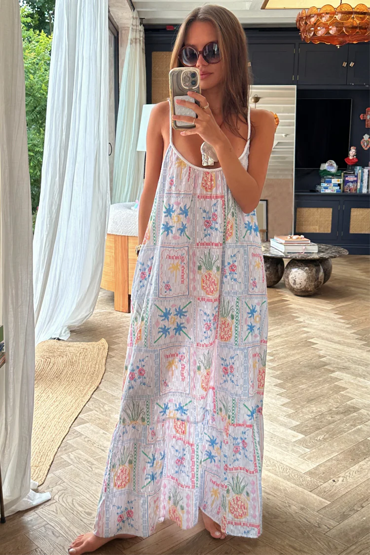 White Island Cross Stitch Maxi Dress - Image 5