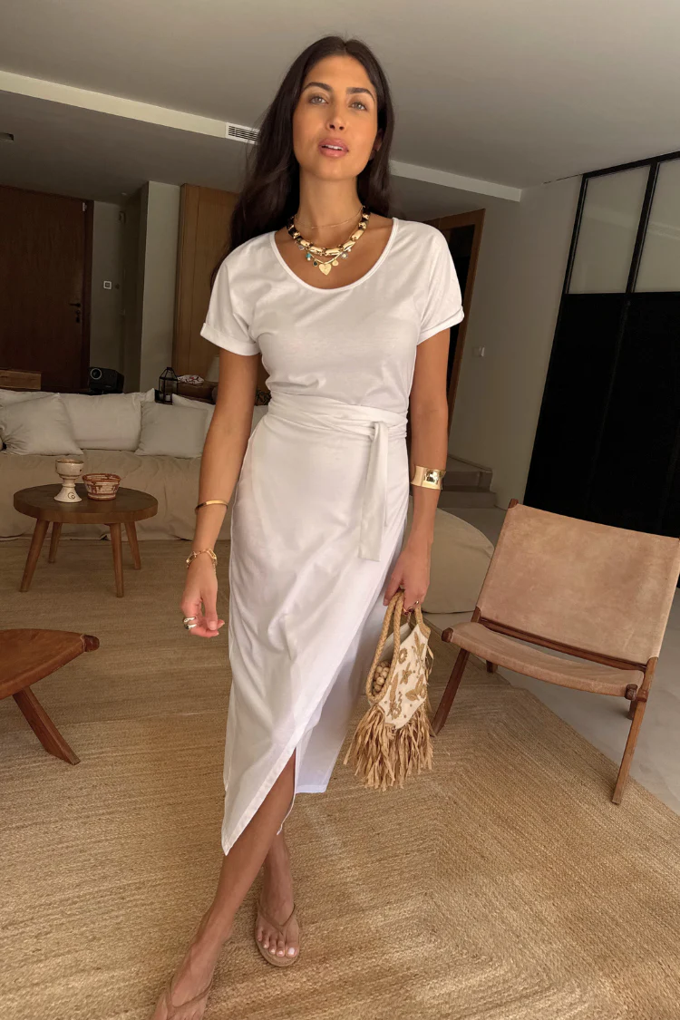 White Jesse Jersey Wrap Dress - Image 5