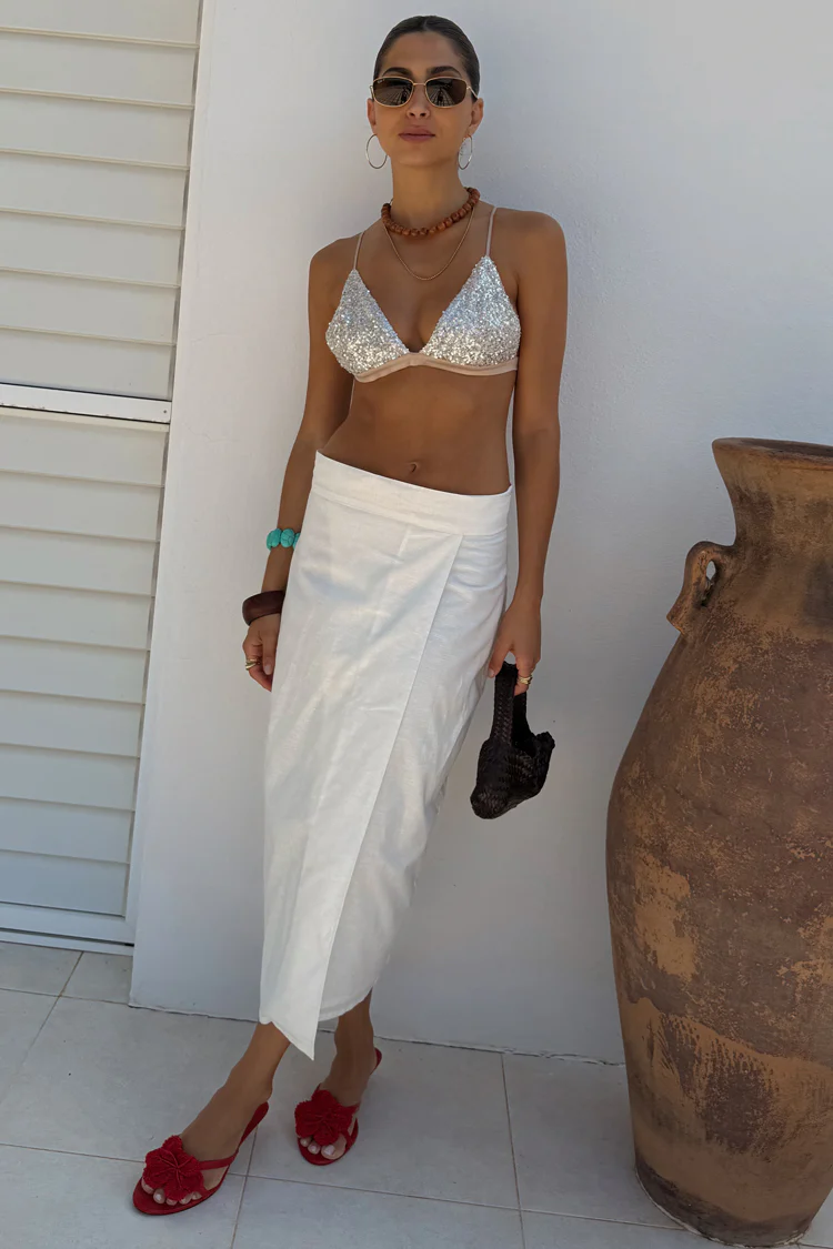 White Linen Jaspre Skirt - Image 5