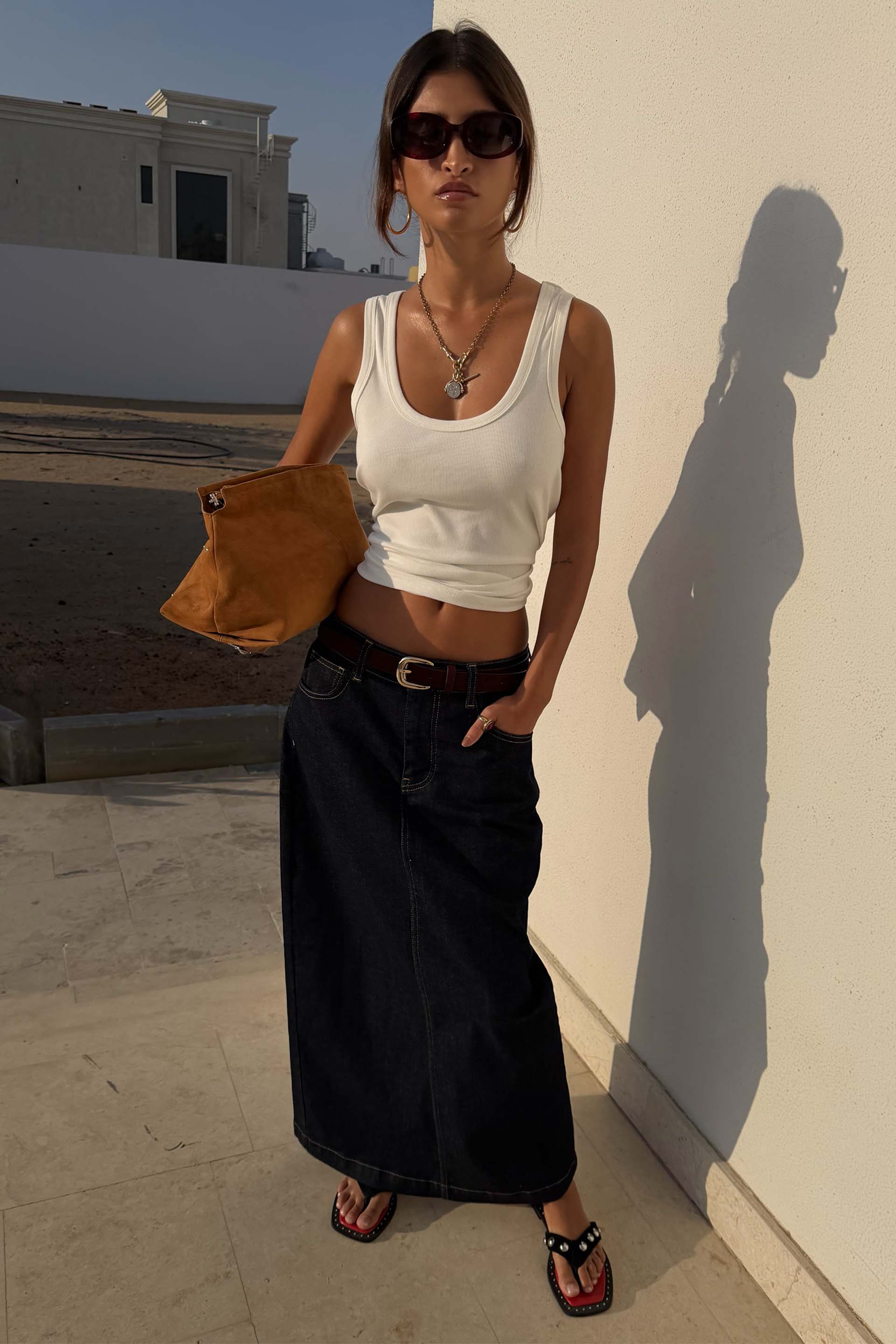 White Scoop Neck Rib Tank - Image 4