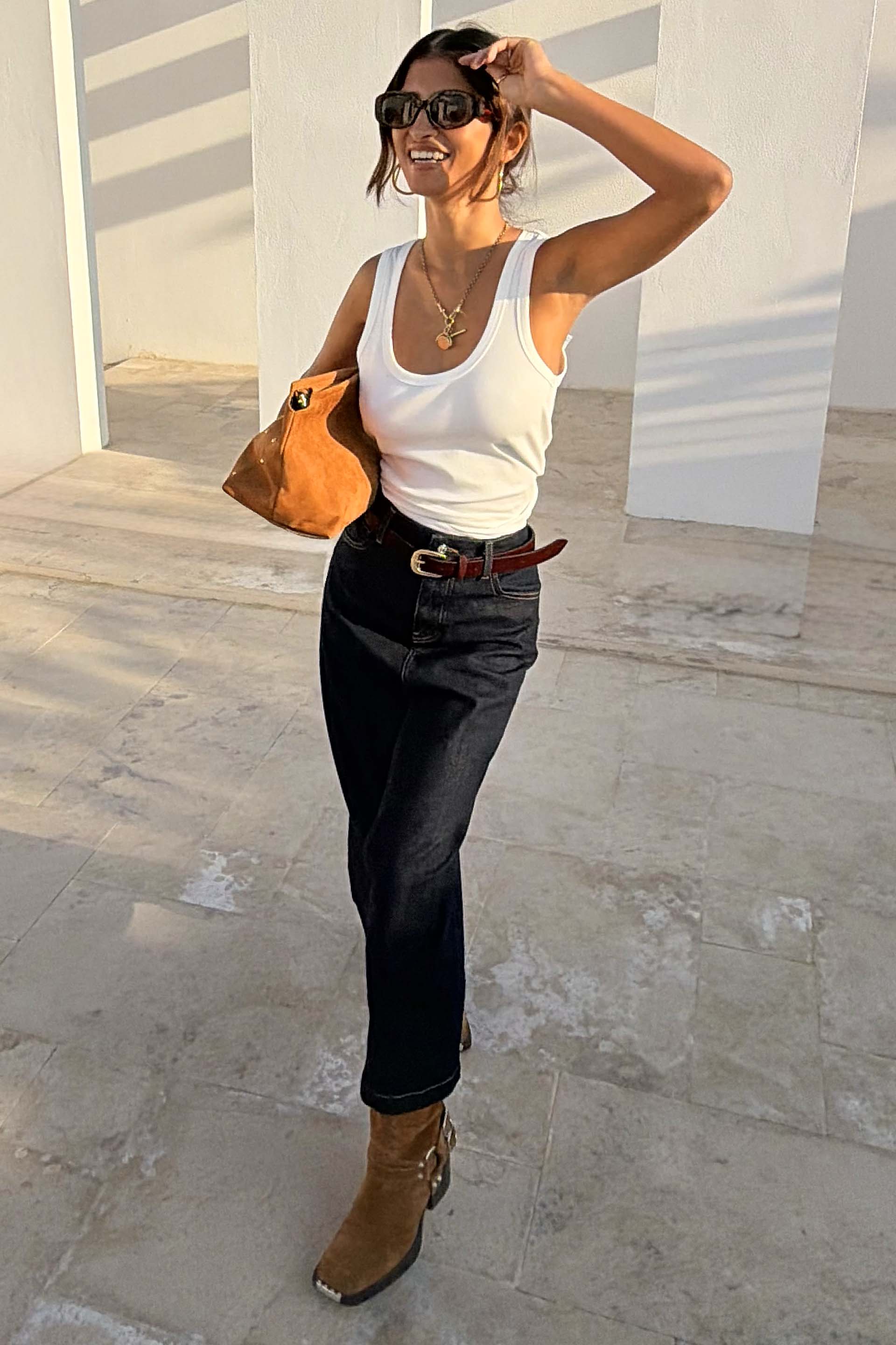 White Scoop Neck Rib Tank - Image 9