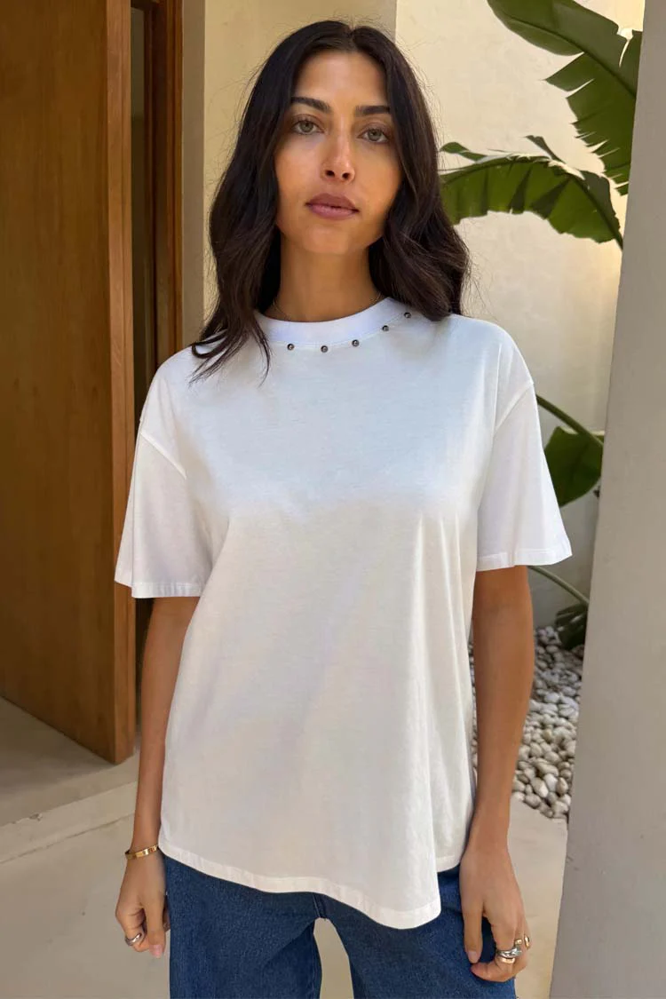 White Studded T-Shirt - Image 2