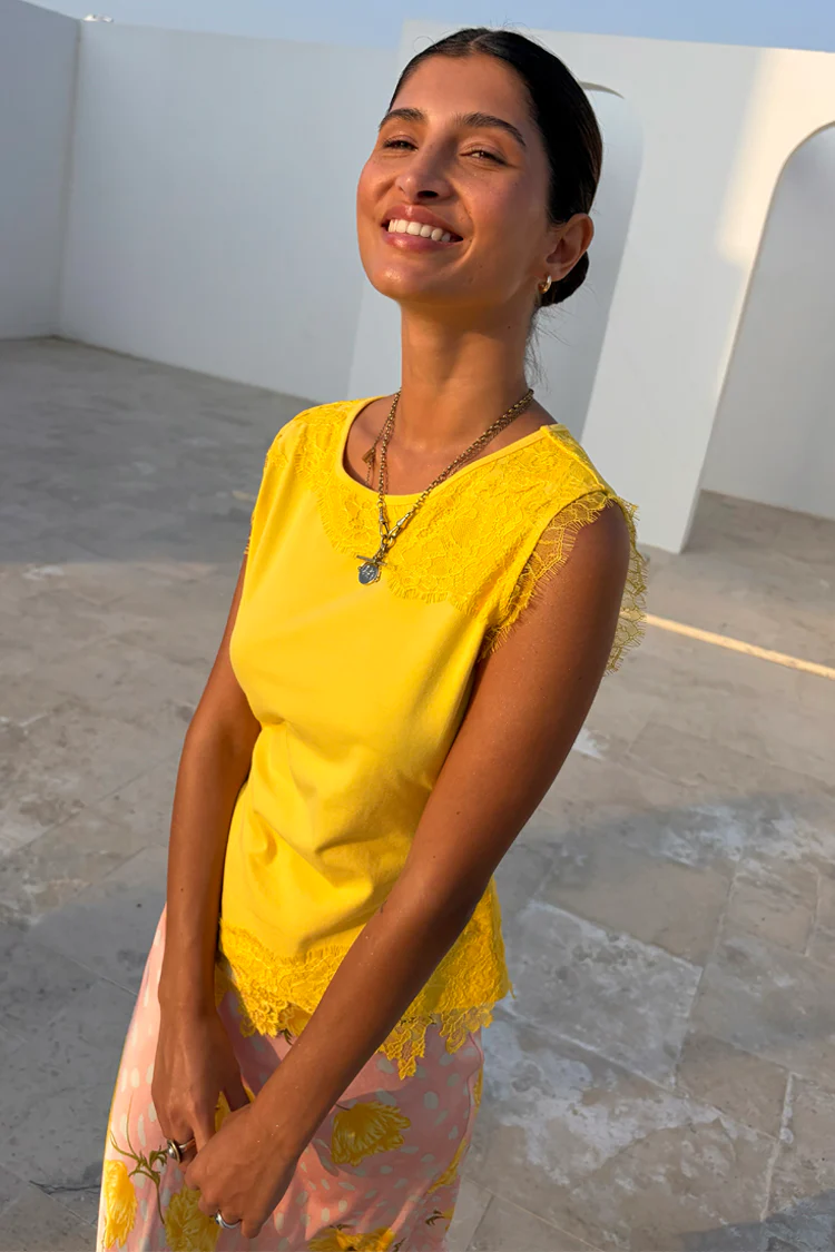 Yellow Lace Insert Top - Image 7