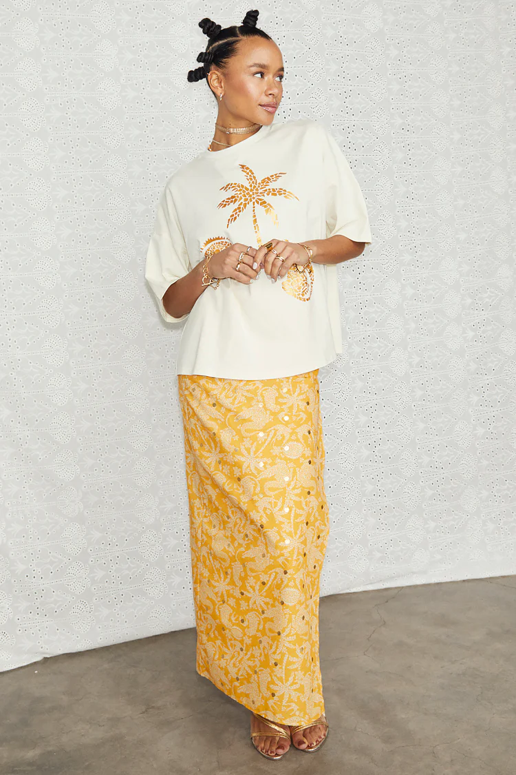 Yellow Cotton Linen Mosaic Jaspre Skirt - Image 9